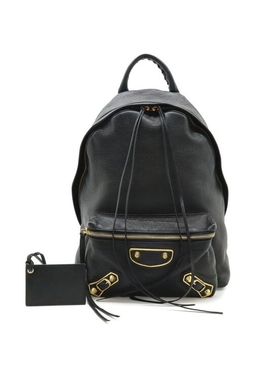 Balenciaga City Backpack Leather Black Gold Mirror main image 2